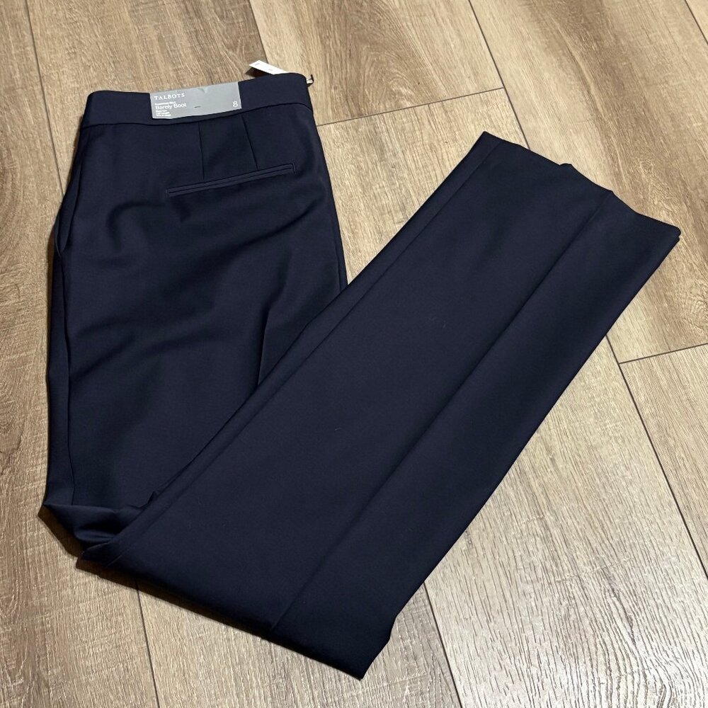 Talbots Navy Wool Boot Cut Pants sz 8 NWT
